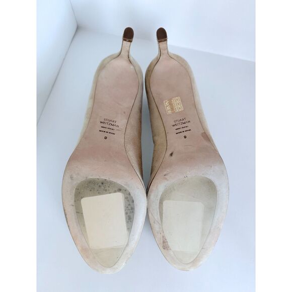 NWOB Damaged Stuart Weitzman Beatrix Platform Pumps in Adobe Suede Size 9 - Picture 13 of 16